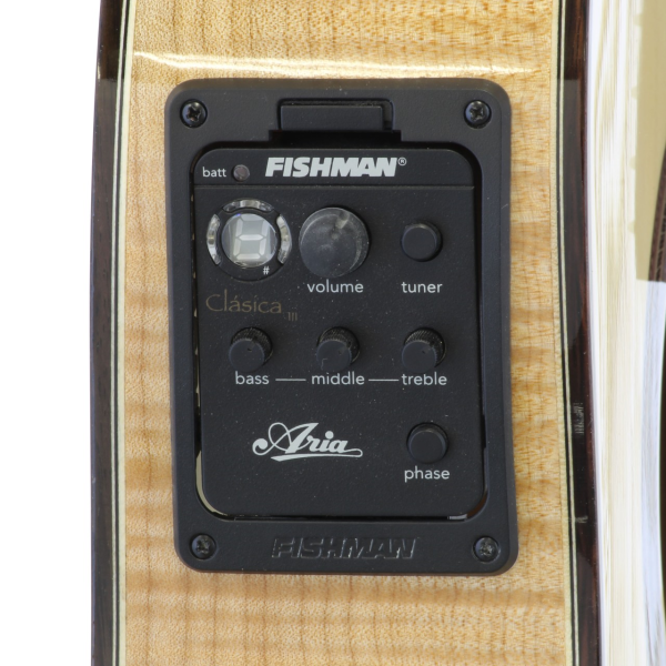 Preview: Aria A48CE, Fichte massiv / Ahorn, Thinbody, Cutaway, Pickup, 45mm Sattelbreite